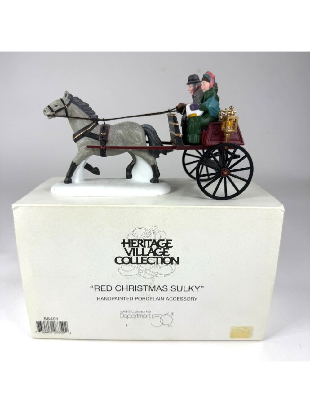 Department 56 Heritage Village Collection Red Christmas Sulky Retired Porcelain